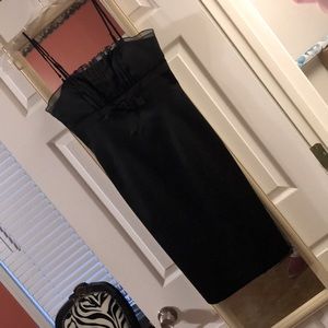 Designer Monique Lhuillier Jet Blk Satin cocktail dress for ALL Social Events!